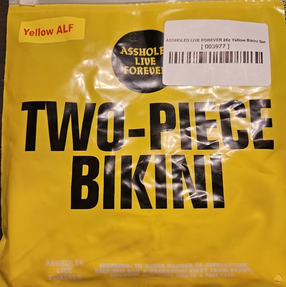 💥2/$20💥 NWT Assholes Live Forever Bikini Yellow - Picture 3 of 12
